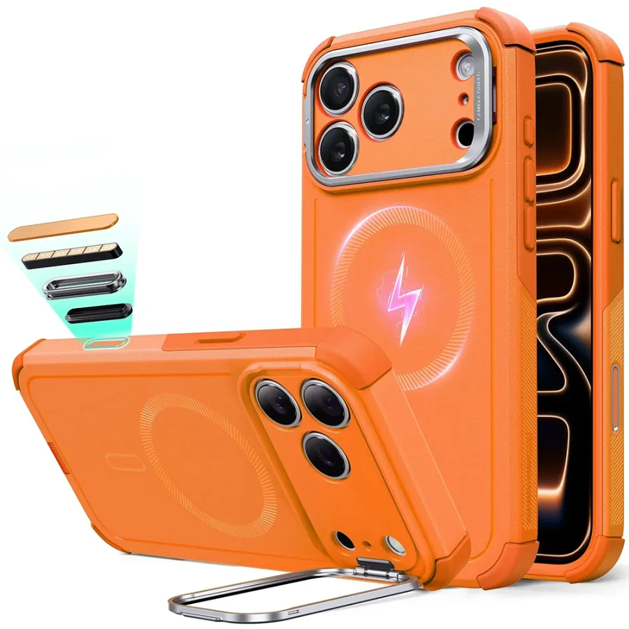 Калъф за iPhone 17 Pro - ESR Cyber Armor Kickstand - Оранжев