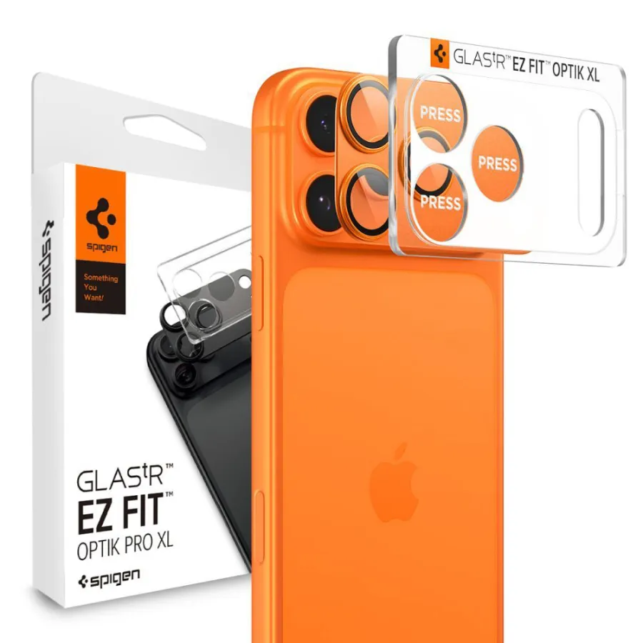 Фолио за камера за iPhone 17 Pro Max - Spigen Glas.tR Optik EZ Fit Pro XL (AGL10650) - оранжево