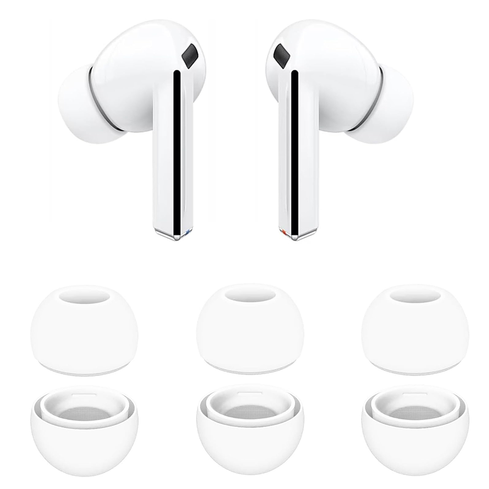 Силиконови тапи за уши за Samsung Galaxy Buds 3 Pro, S, M, L (комплект 3) - Techsuit AirVibe (ET3) - Бял