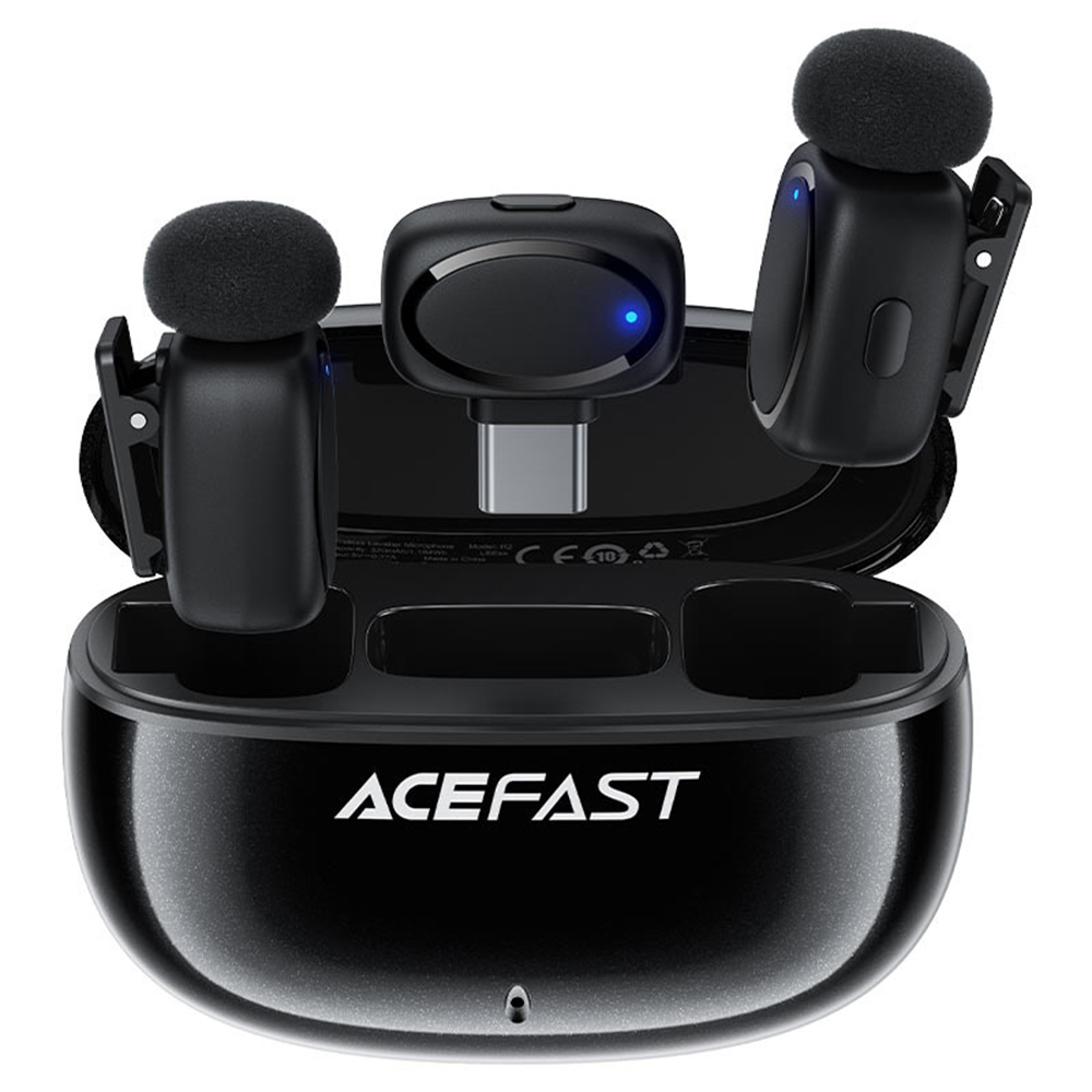 Безжичен петличен микрофон, Type-C, дълбоко намаляване на шума, Plug and Play - Acefast (R2) - Черен