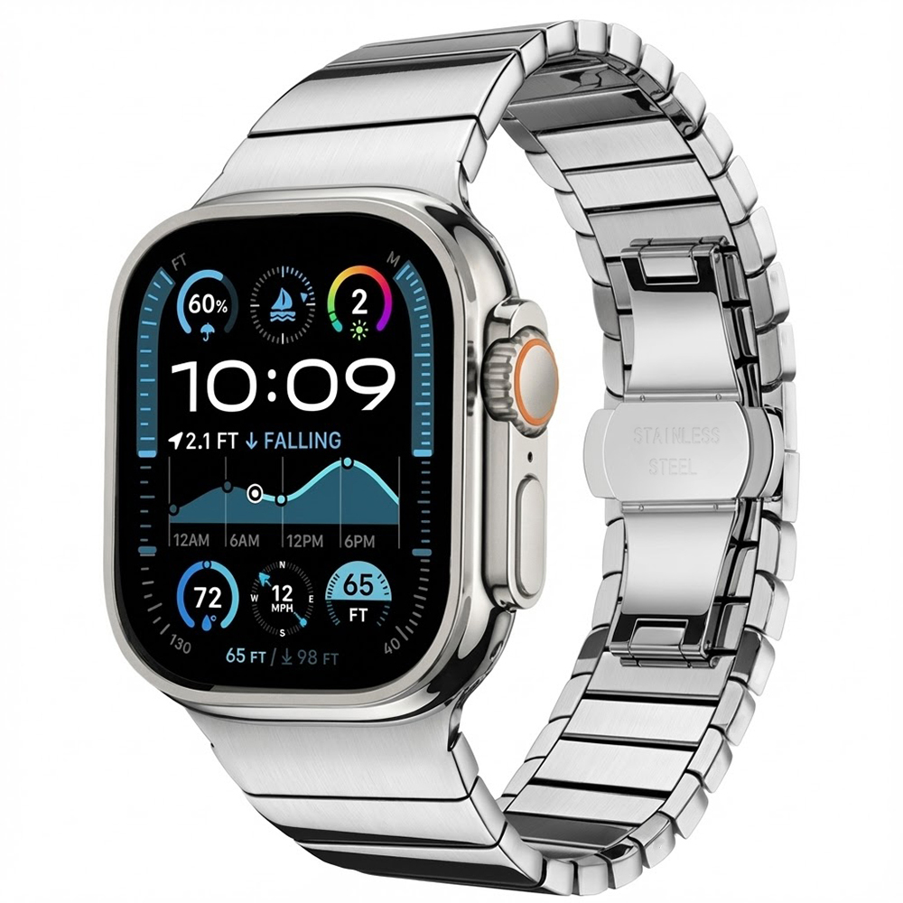 Каишка за Apple Watch 1/2/3/3/4/4/5/5/5/6/6/7/8/7/8/9/9/10/10/11/SE/SE 2/SE 3 (38/40/41/42 мм) - Каишка за часовник Techsuit (W012) - Сребрист