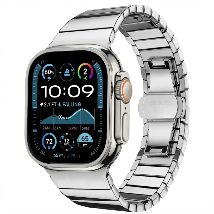Каишка за Apple Watch 1/2/3/3/4/4/5/5/5/6/6/7/8/7/8/9/9/10/10/11/SE/SE 2/SE 3 (38/40/41/42 мм) - Каишка за часовник Techsuit (W012) - Сребрист