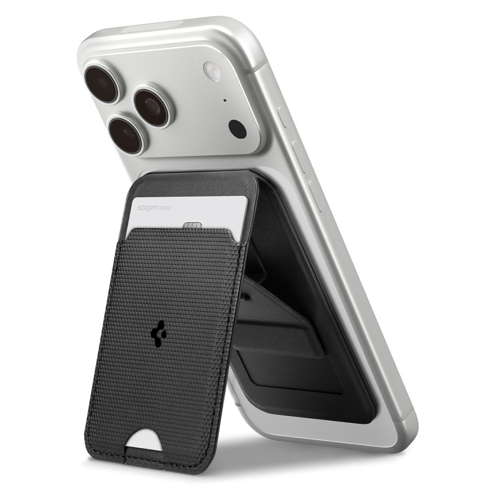 Портфейл с магнитна стойка за телефон, универсален - Spigen Slim Fold Tripod S314-3 (AFA10751) - Черен