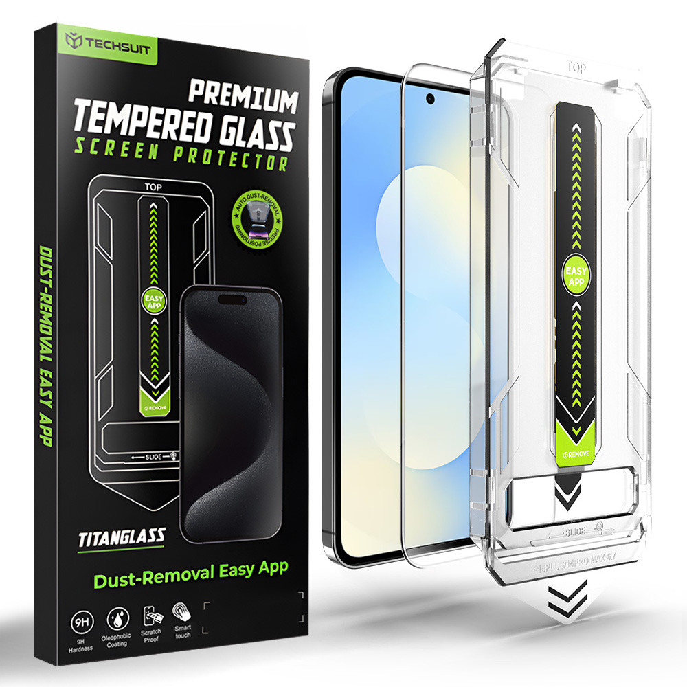 Калъф за Samsung Galaxy S25 FE / A57 - Techsuit TitanGlass CrystalHD [Съвместим с отключване с пръстов отпечатък] - Прозрачен