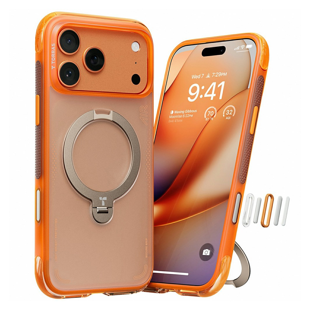 Калъф за iPhone 17 Pro - Torras Ostand Spin Air Series - Horizon Оранжев