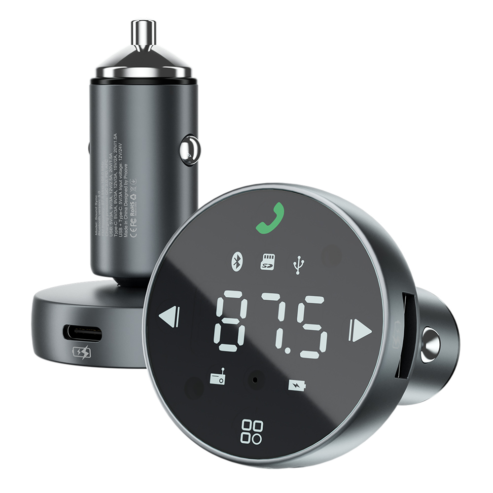 USB зарядно за кола със сензорен екран, 30W- Proove (FMSS30110003) - Сиво
