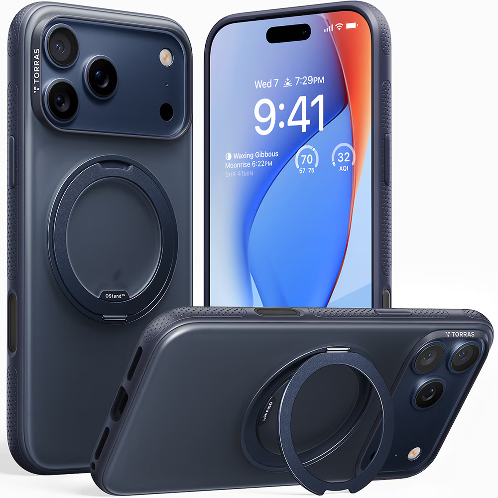 Калъф за iPhone 17 Pro - Torras Ostand R Fitness Series - Тъмносин Син