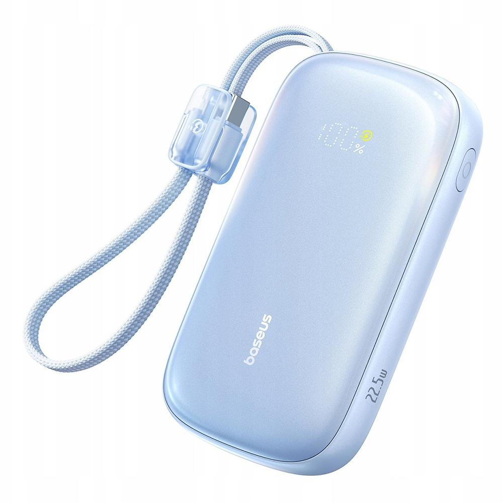Power Bank, разглобяем кабел, 20000mAh, 22.5W, цифров дисплей, USB, USB-C - Baseus EnerFill FC21 Qpow 3 Ultra (E0027M03) - Galaxy Син