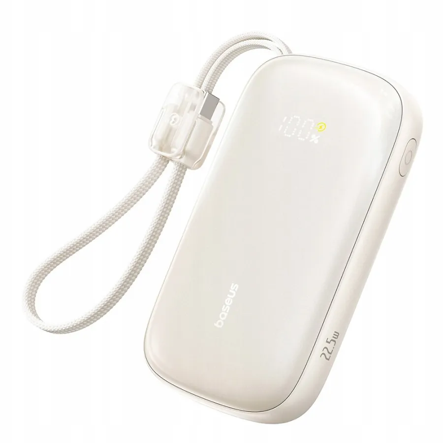 Power Bank, разглобяем кабел, 20000mAh, 22.5W, цифров дисплей, USB, USB-C - Baseus EnerFill FC21 Qpow 3 Ultra (E0027M01) - естествен титан