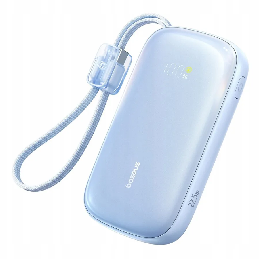 Power Bank, разглобяем кабел, 10000mAh, 22.5W, цифров дисплей, USB, USB-C - Baseus EnerFill FC21 Qpow 3 Ultra (E0027L03) - Galaxy Син