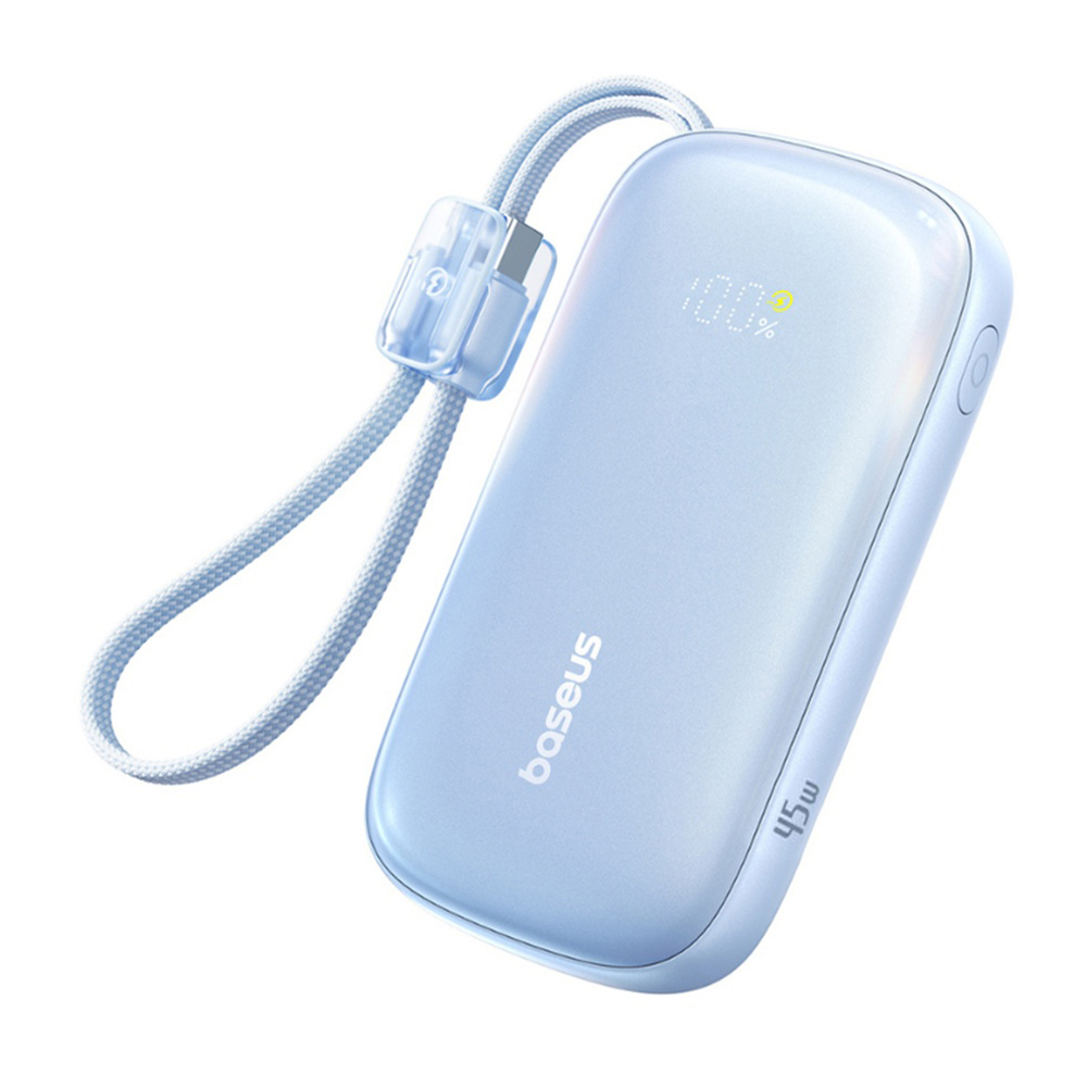 Power Bank, разглобяем кабел, 10000mAh, 45W, цифров дисплей, USB, USB-C - Baseus EnerFill FC21 Qpow 3 Ultra (E0027Q03) - Galaxy Син