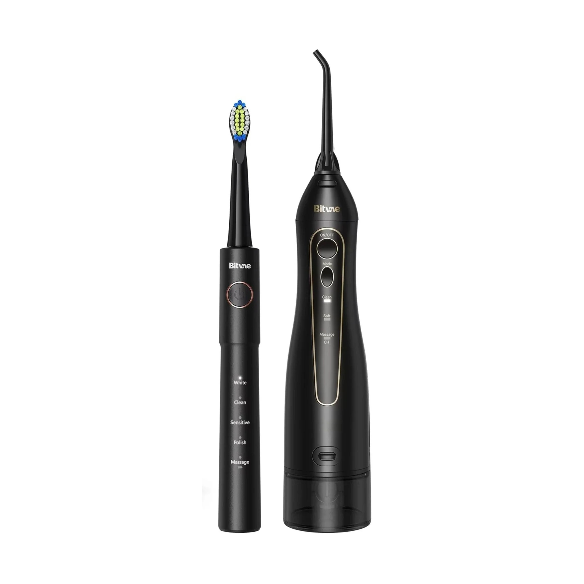 Sonic Brush (E11) + иригатор (F5020E), 2x4 сменяеми глави, 5 режима на пробиване, 3 режима на напояване - Bitvae - Черен