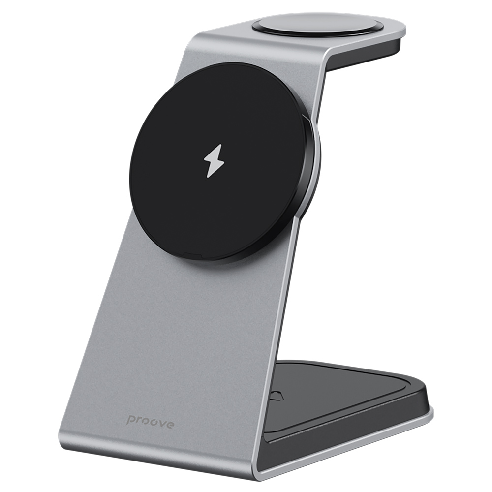 Безжична станция за зареждане MagSafe, 3в1, 15W - Proove Omni Power (WSOP15020003) - Сива
