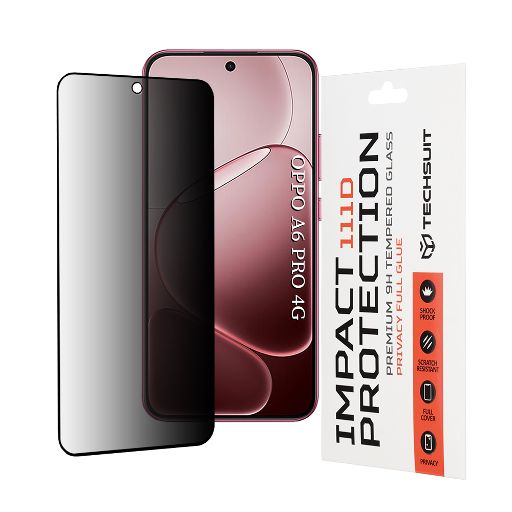Калъф за Oppo A6 Pro 4G / A6 Pro 5G - Techsuit 111D Privacy Full Glue - Черен