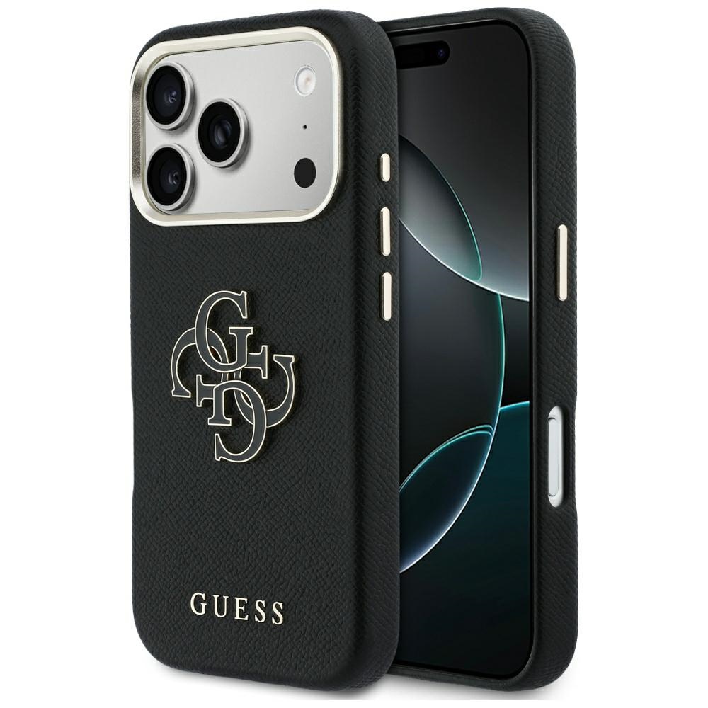 Калъф за iPhone 17 Pro Max - Guess Hardcase Resin Logo (GUHCP17X5PS4RGGK) - Черен