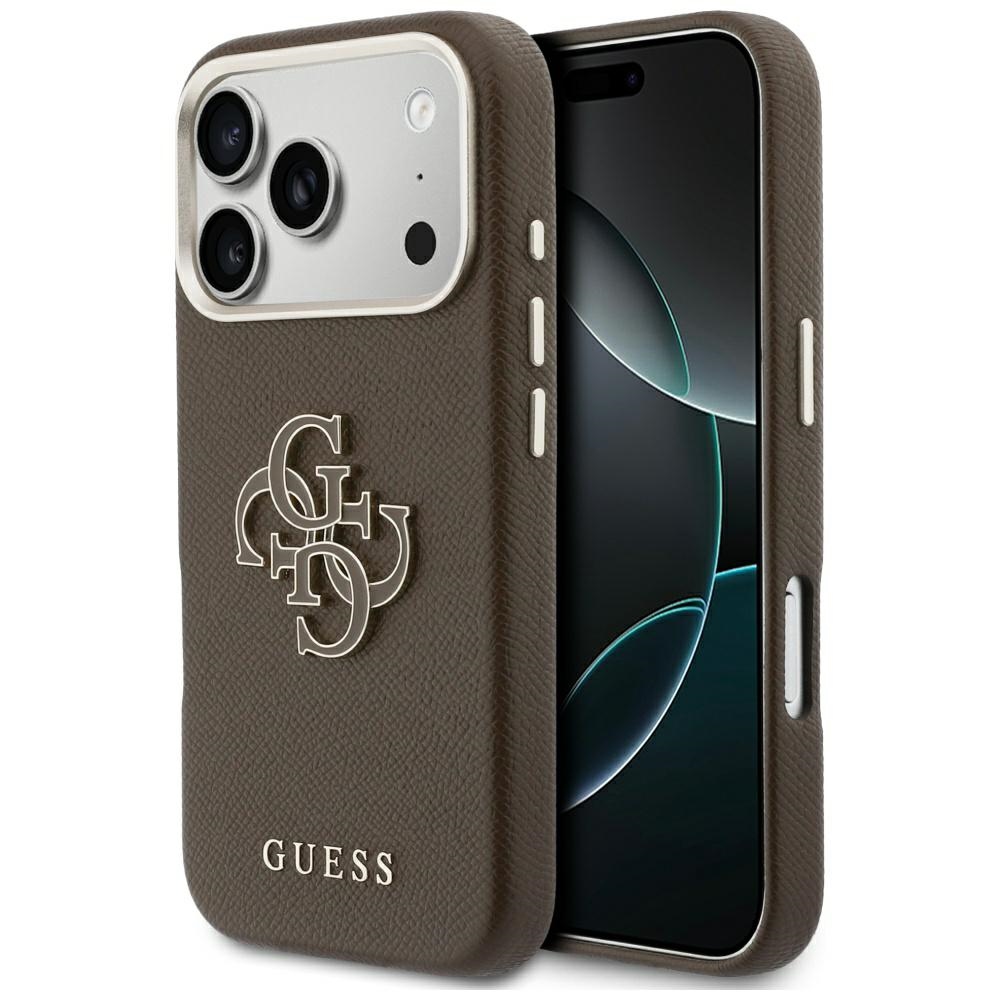Калъф за iPhone 17 Pro Max - Guess Hardcase Resin Logo (GUHCP17X5PS4RGGW) - Кафяв
