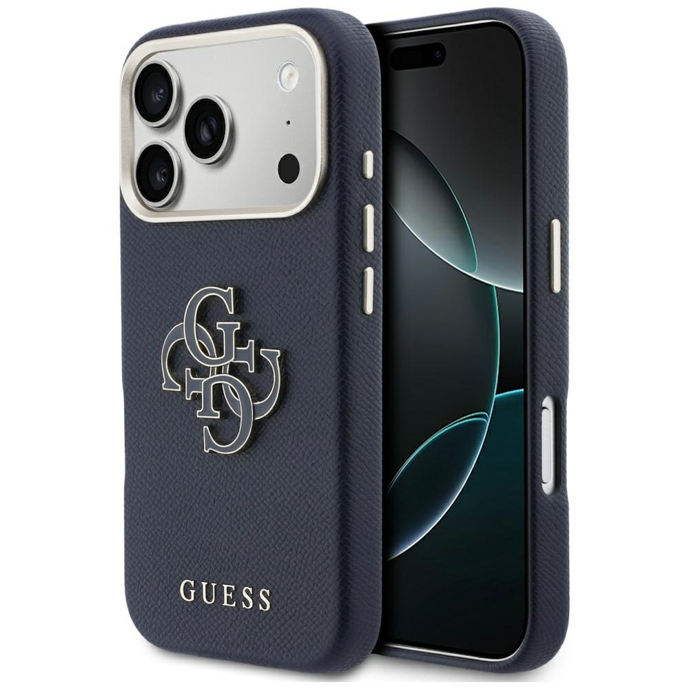 Калъф за iPhone 17 Pro - Guess Hardcase Resin Logo (GUHCP17L5PS4RGGB) - Син