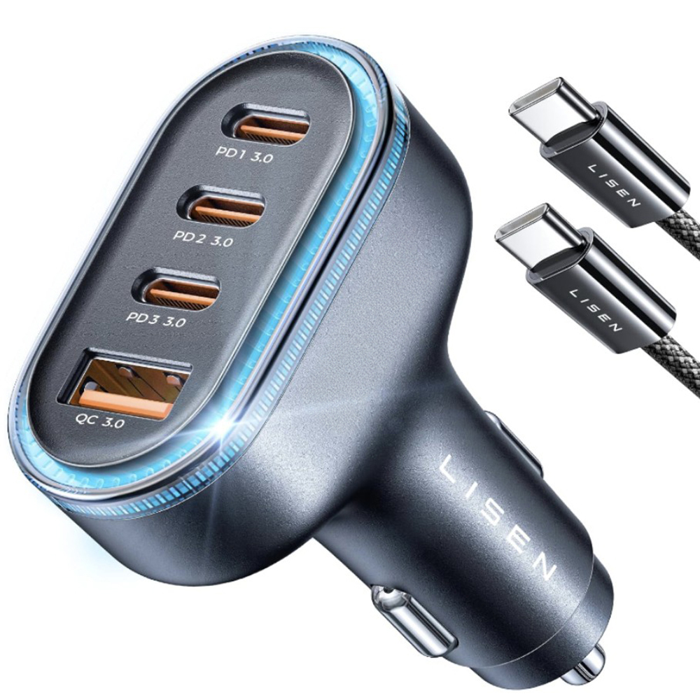 Зарядно за кола, USB, USB-C, 101W - Lisen (YL0223120021) - Черно