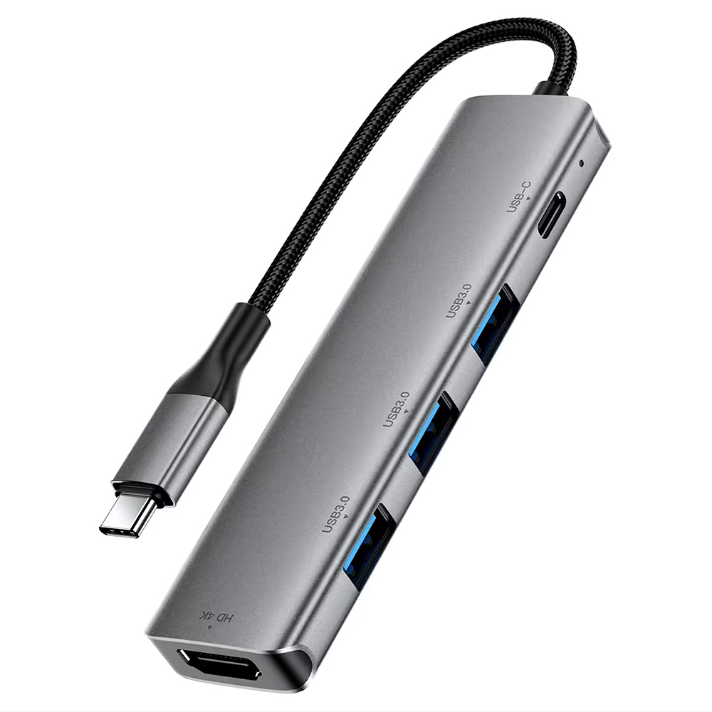 Докинг станция, USB-C към 2x USB, HDMI 4K, PD90W - Acefast (J16) - метално сиво