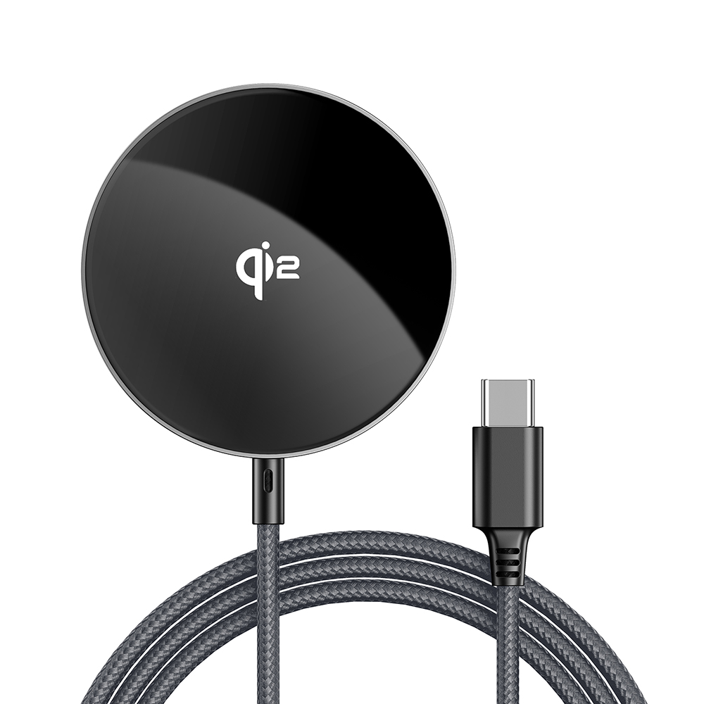 Безжично магнитно зарядно Qi2, Type-C, 15W, 2.25A, 1.2m - Acefast (E24) - Метално сиво