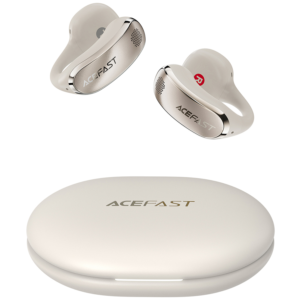 Слушалки OWS, Bluetooth 5.4, бас, микрофон, водоустойчиви, 400mAh - Acefast Acefit SE (FA005) - злато
