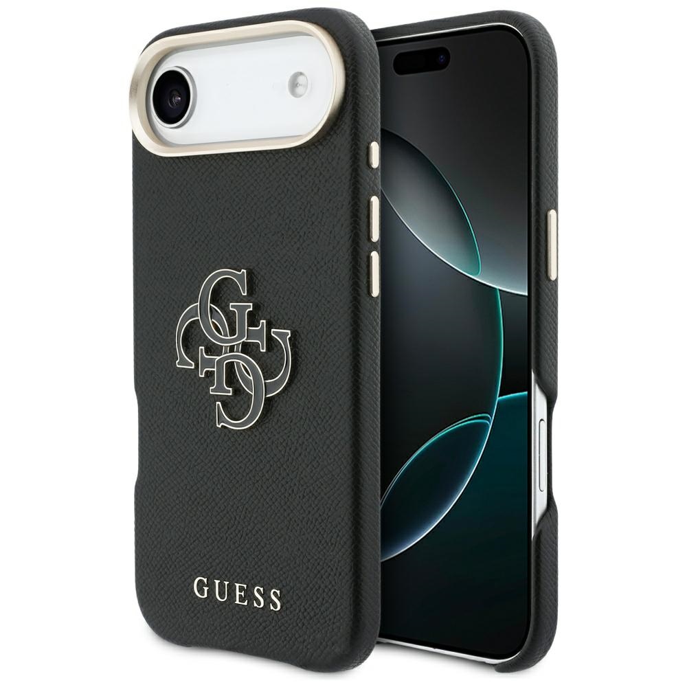 Калъф за iPhone 17 Air - Guess Hardcase Resin Logo (GUHCP17M5PS4RGGK) - Черен