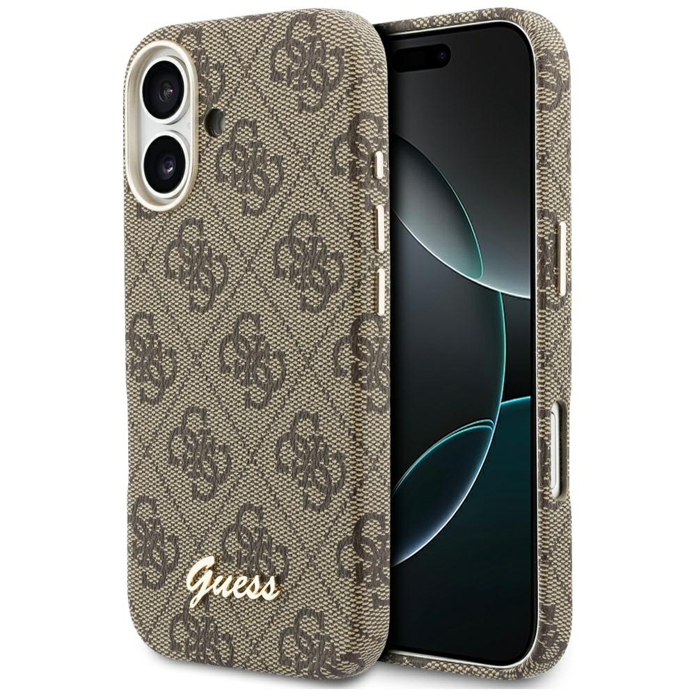 Калъф за iPhone 17 - Guess 4G Script MagSafe (GUHMP17S5P5P4FWWMSW) - Кафяв