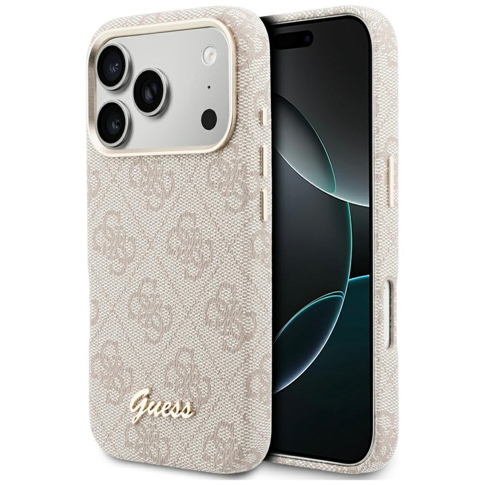 Калъф за iPhone 17 Pro Max - Guess 4G Script MagSafe (GUHMP17X5X5P4FWWMSP) - Розов