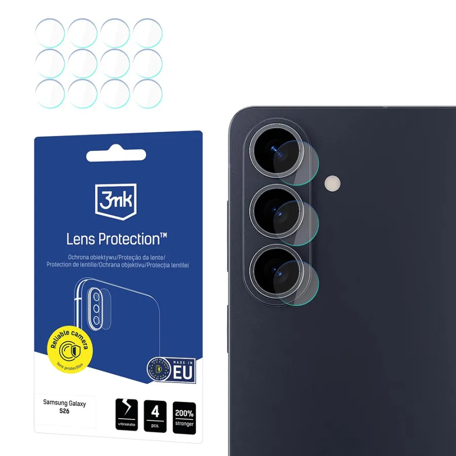 Калъф за Samsung Galaxy S26 (комплект 4) - 3mk Lens Protection - Прозрачен