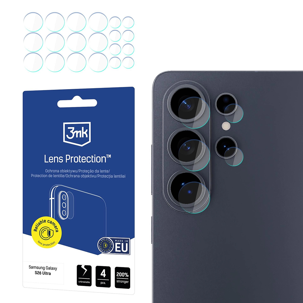 Калъф за Samsung Galaxy S26 Ultra (комплект 4) - 3mk Lens Protection - Прозрачен