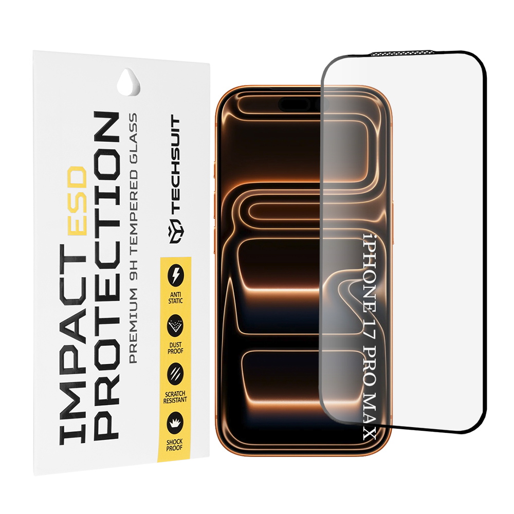 Скрийн протектор за iPhone 17 Pro Max / iPhone 18 Pro Max - Techsuit ESD Glass - Черен