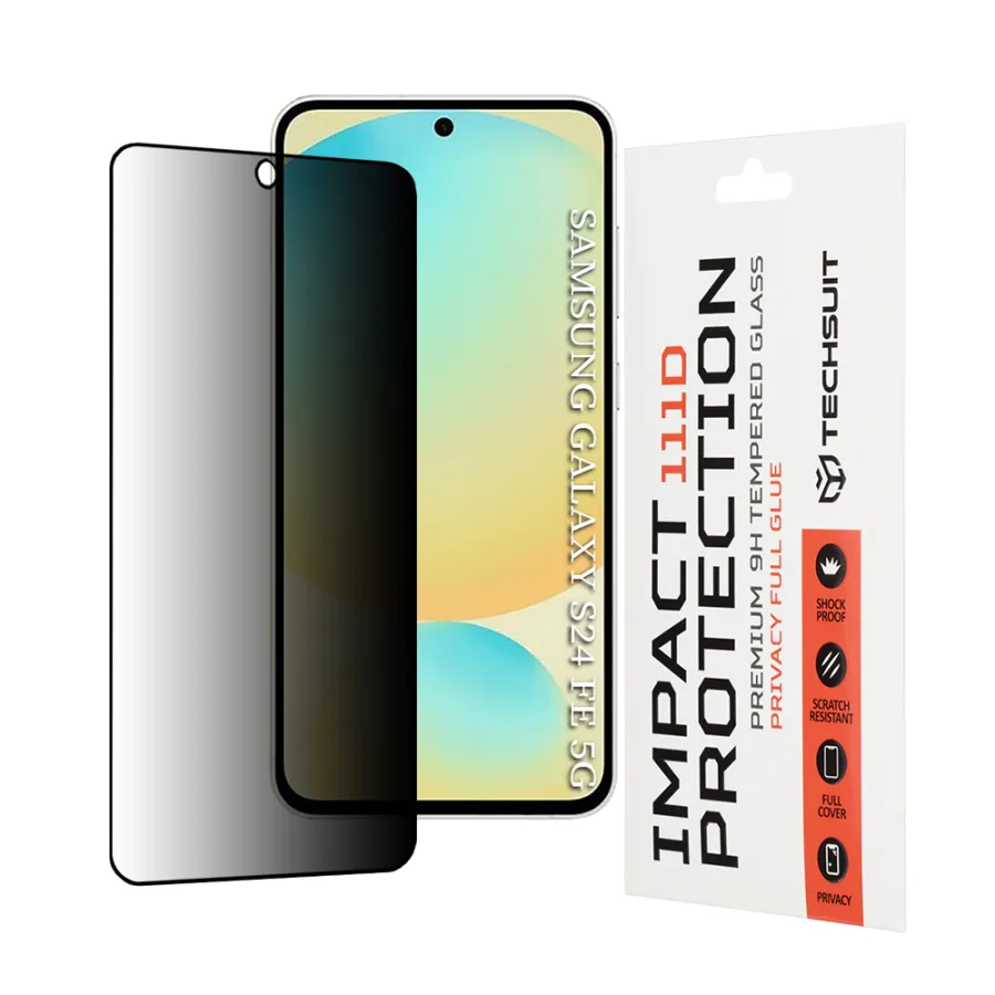 Samsung Galaxy S24 FE фолио - Techsuit 111D Privacy Full Glue - черно