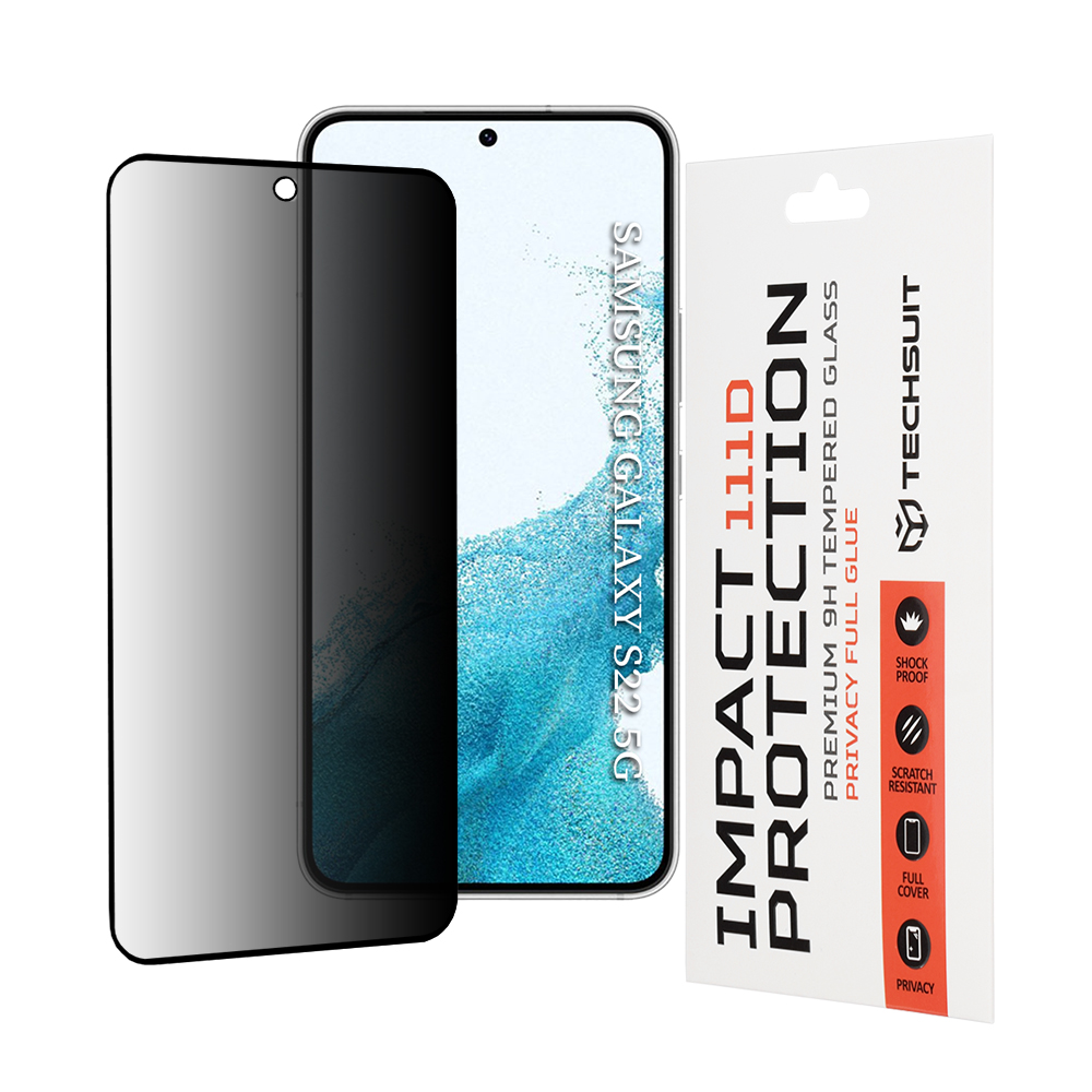 Калъф за Samsung Galaxy S22 5G / S23 - Techsuit 111D Privacy Full Glue - Черен