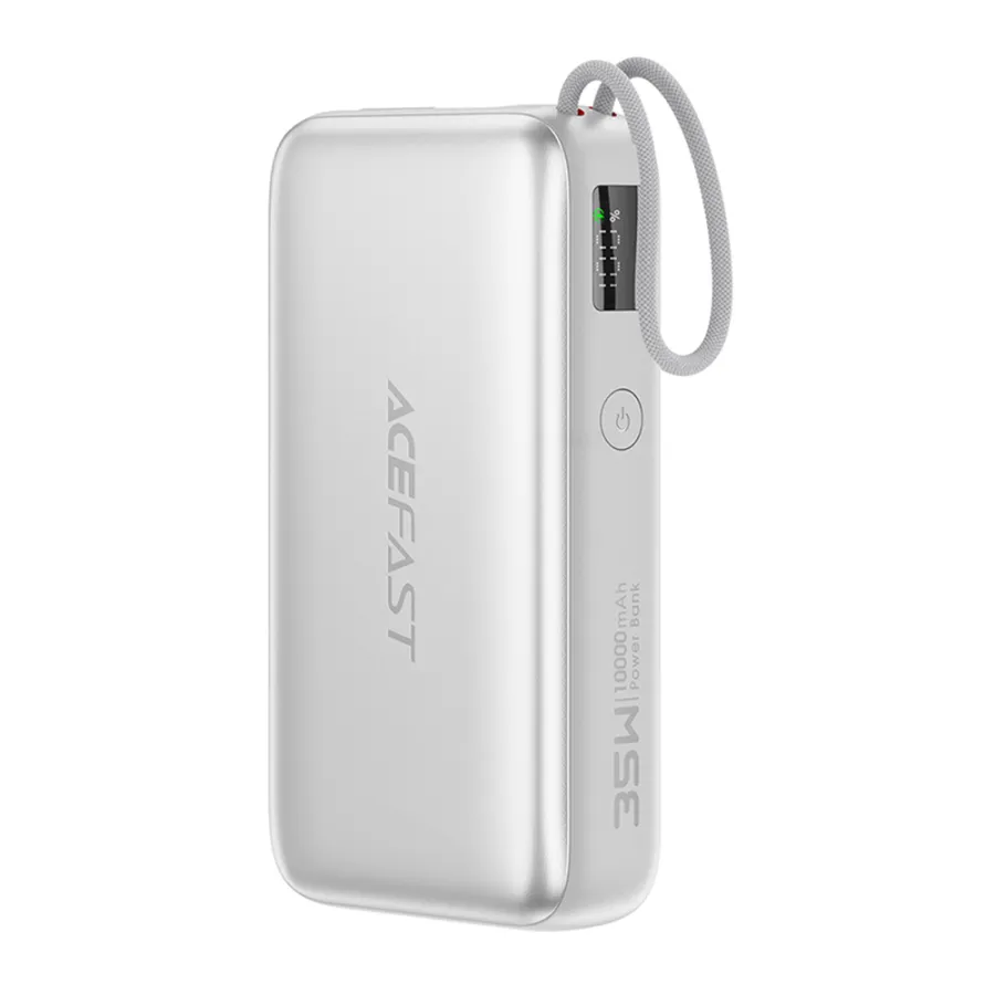 Външна батерия, USB-C, 10000mAh, 35W, кабел - Acefast (M32) - Сребриста