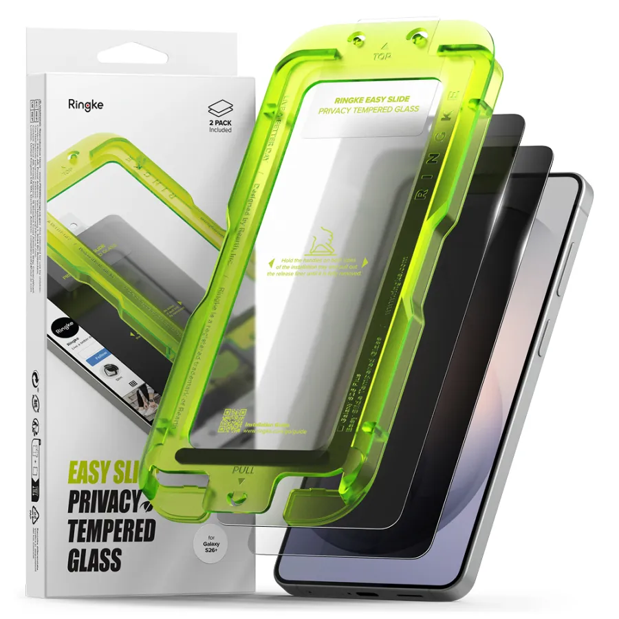 Капак за Samsung Galaxy S26 Plus (комплект от 2) - Ringke Easy Slide Tempered Glass - Поверителност