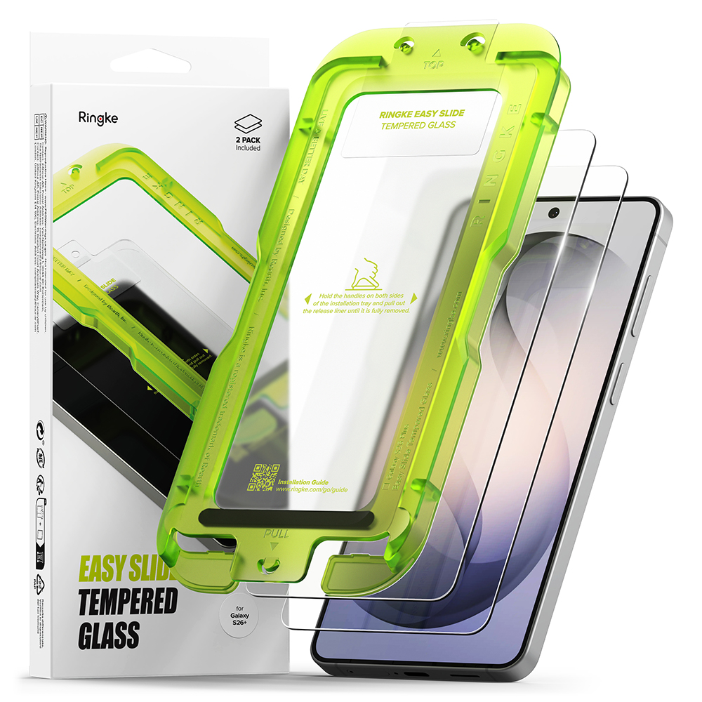 Калъф за Samsung Galaxy S26 Plus (комплект от 2) - Ringke Easy Slide Tempered Glass - Прозрачен