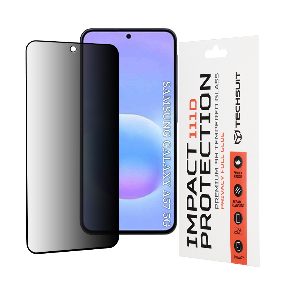 Калъф за Samsung Galaxy A57 5G - Techsuit 111D Privacy Full Glue - Черен