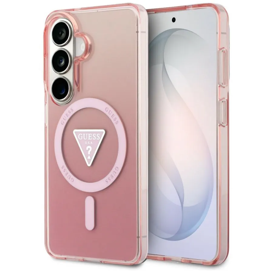 Чантичка за Samsung Galaxy S26 - Guess IML Gradient Triangle MagSafe (GUHMS26SHGTMLCGP) - розова