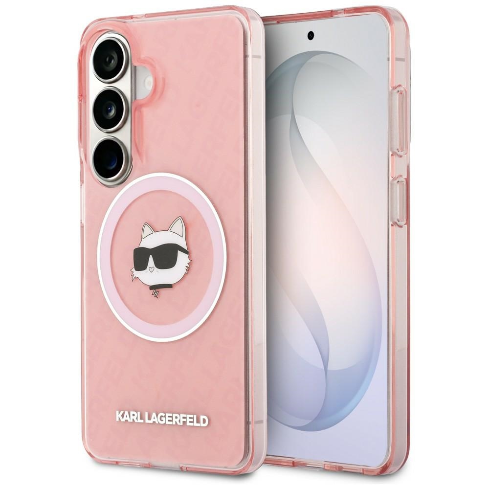 Чантичка за Samsung Galaxy S26 - Karl Lagerfeld IML Choupette Head on KL Repeated Logo MagSafe (KLHMS26SHMKBCHOP) - Розов