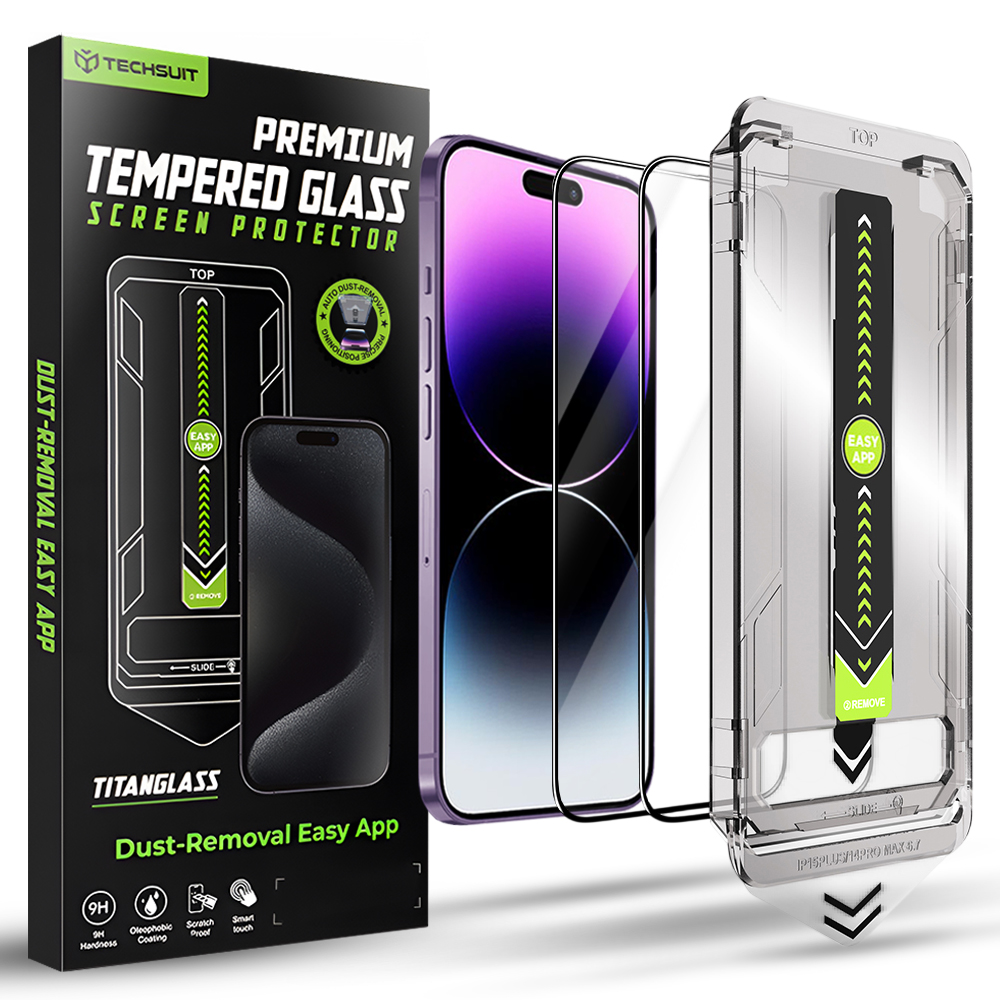 Калъф за iPhone 14 Pro Max (комплект от 2) - Techsuit TitanGlass FullCover - Черен
