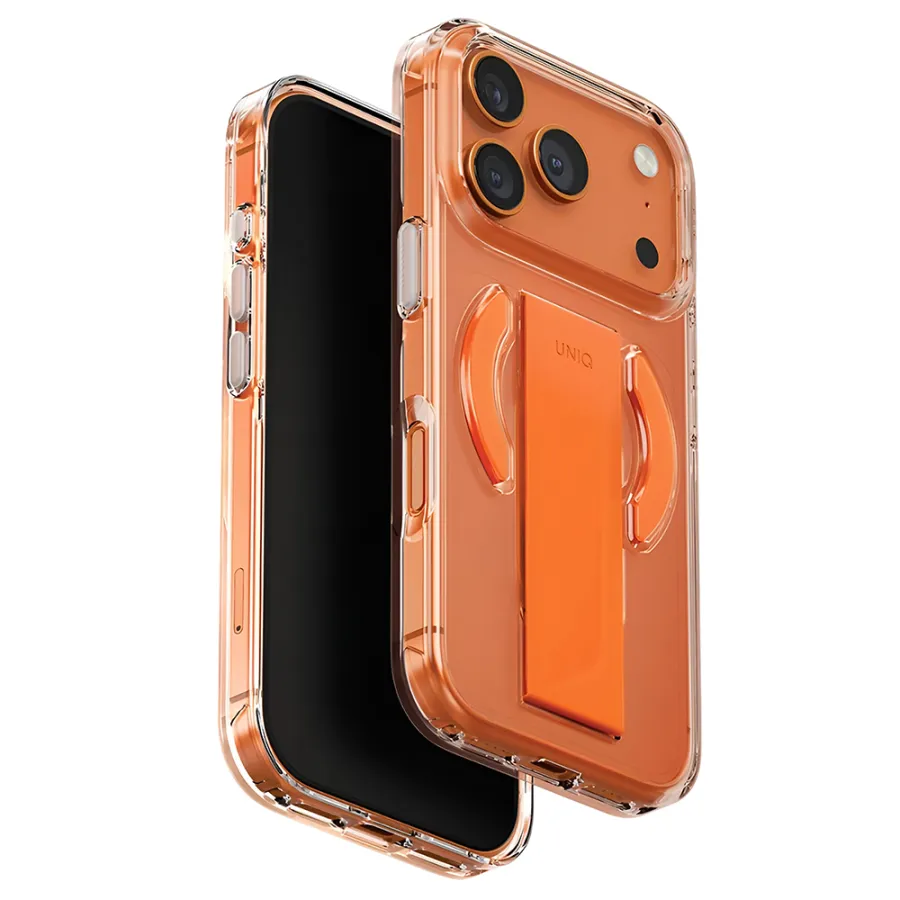 Калъф за iPhone 17 Pro - UNIQ Heldro Air MagClick - Прозрачен / Оранжев