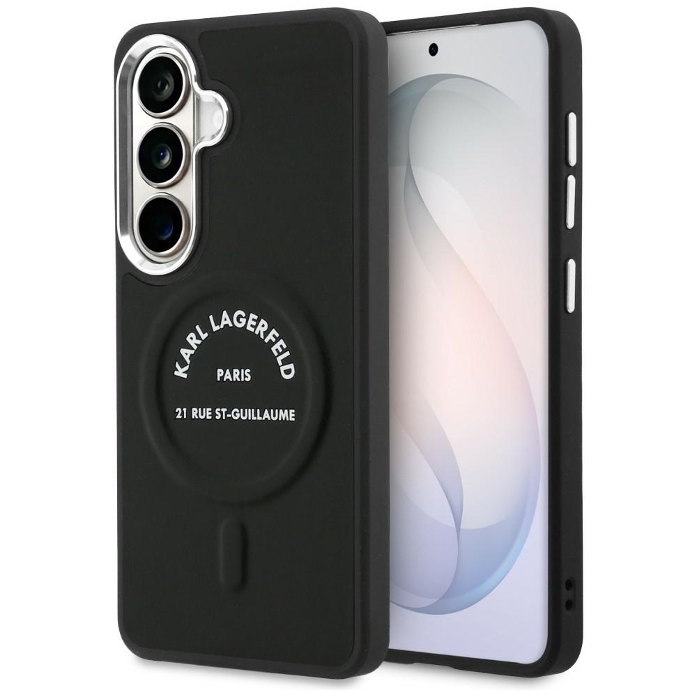 Калъф за Samsung Galaxy S26 - кожена обвивка Karl Lagerfeld с лого Karl RSG MagSafe (KLHMS26SPSKRSGEK) - Черен