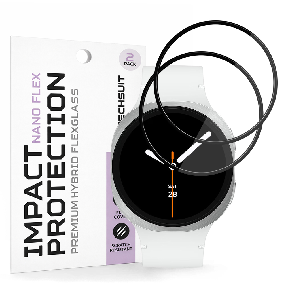 Калъф за Samsung Galaxy Watch8 44mm (комплект 2) - Techsuit Nano Flex - Черен