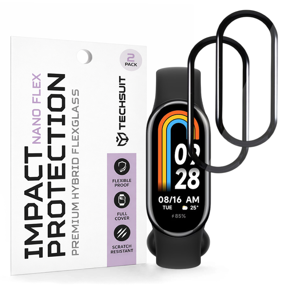 Калъф за Xiaomi Mi Band 8/8 NFC (комплект 2) - Techsuit Nano Flex - Черен
