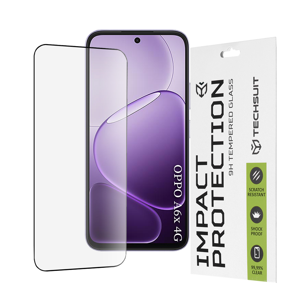 Калъф за Oppo A6x 4G / A6x 5G / A6k 4G - Techsuit 111D Full Cover / Full Glue Glass - Черен