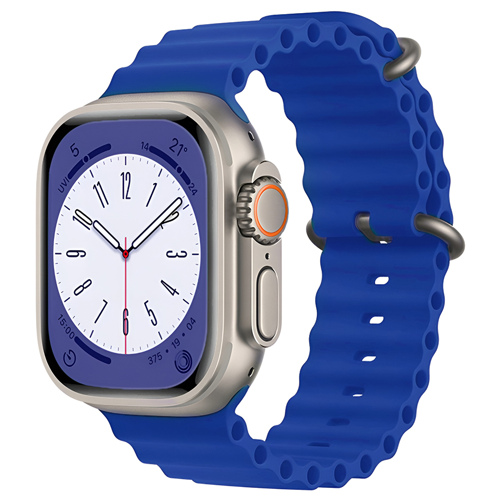 Каишка за Apple Watch 1/2/3/3/4/4/5/5/5/6/6/7/8/7/8/9/9/10/10/11/SE/SE 2/SE 3 (38/40/41/42 мм) - Каишка за часовник Techsuit (W038) - Син