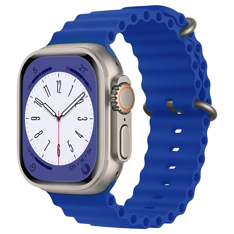 Каишка за Apple Watch 1/2/3/3/4/4/5/5/5/6/6/7/8/7/8/9/9/10/10/11/SE/SE 2/SE 3 (38/40/41/42 мм) - Каишка за часовник Techsuit (W038) - Син