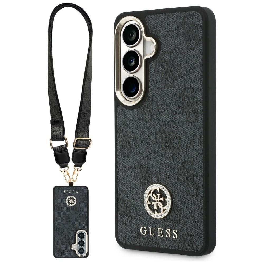 Калъф за Samsung Galaxy S26 - Guess 4G Big Rhinestone Triangle Triangle Strap (GUHMS26SP4G4G4DCSK) - Черен