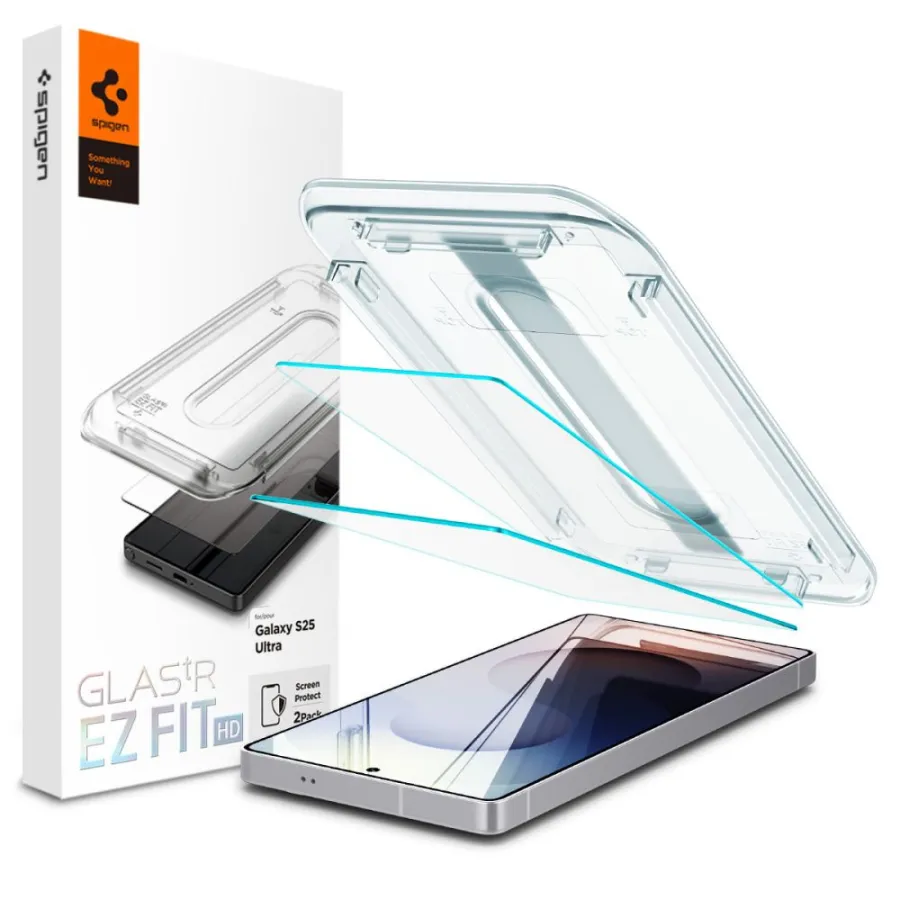 Калъф за Samsung Galaxy S25 Ultra (комплект от 2) - Spigen Glas.tR EZ Fit HD (AGL09082) - Прозрачен