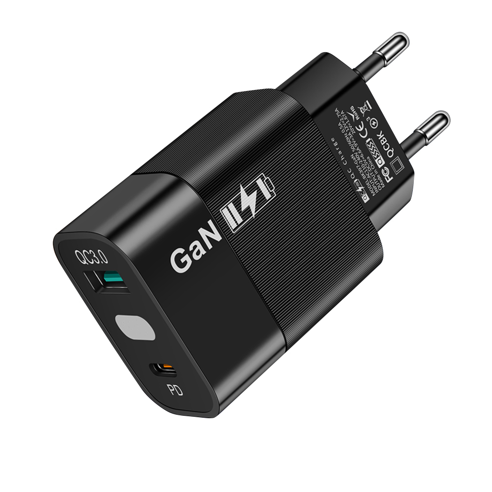Priza GaN Charger, USB, Type-C, 33W - Techsuit GaNeXus (CHPD131) - Черен